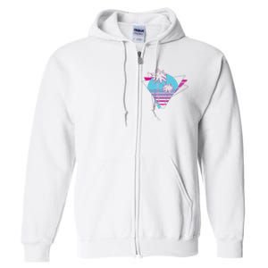 Retro Palm Tree Tropical Sunset Full Zip Hoodie