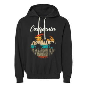 Retro Palm Trees California Garment-Dyed Fleece Hoodie