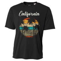 Retro Palm Trees California Cooling Performance Crew T-Shirt