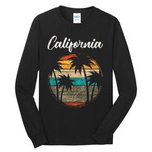 Retro Palm Trees California Tall Long Sleeve T-Shirt