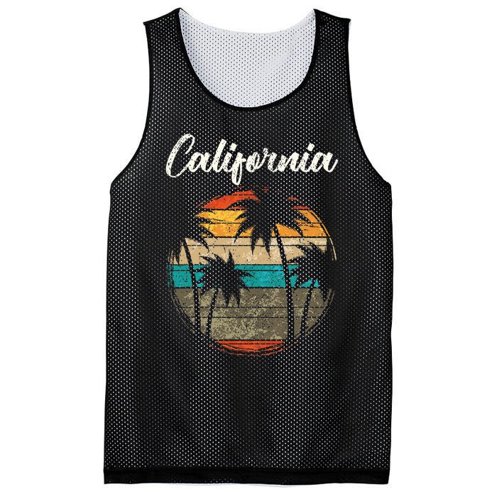 Retro Palm Trees California Mesh Reversible Basketball Jersey Tank