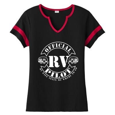 RV Pilot Travel Trailer RV Travel Camping Retirement Wander Ladies Halftime Notch Neck Tee