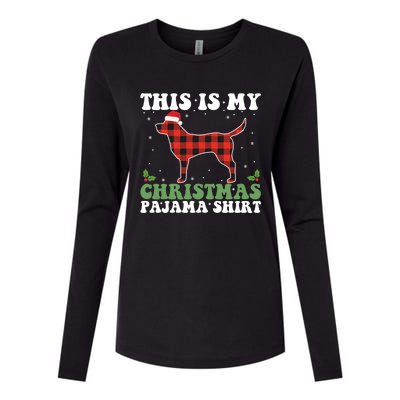 Red Plaid This Is My Labrador Retriever Dog Christmas Pajama Gift Womens Cotton Relaxed Long Sleeve T-Shirt