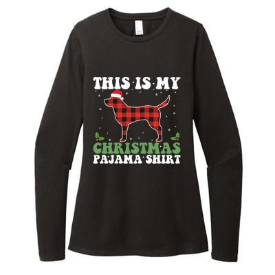 Red Plaid This Is My Labrador Retriever Dog Christmas Pajama Gift Womens CVC Long Sleeve Shirt