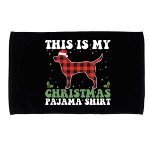 Red Plaid This Is My Labrador Retriever Dog Christmas Pajama Gift Microfiber Hand Towel