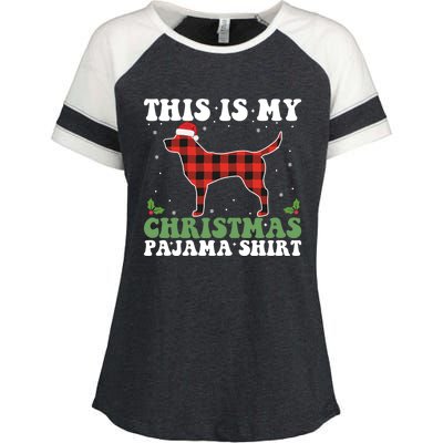 Red Plaid This Is My Labrador Retriever Dog Christmas Pajama Gift Enza Ladies Jersey Colorblock Tee