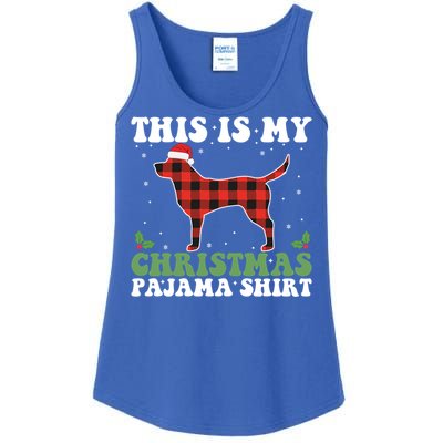 Red Plaid This Is My Labrador Retriever Dog Christmas Pajama Gift Ladies Essential Tank