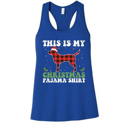 Red Plaid This Is My Labrador Retriever Dog Christmas Pajama Gift Women's Racerback Tank