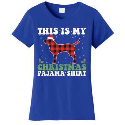 Red Plaid This Is My Labrador Retriever Dog Christmas Pajama Gift Women's T-Shirt