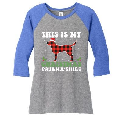 Red Plaid This Is My Labrador Retriever Dog Christmas Pajama Gift Women's Tri-Blend 3/4-Sleeve Raglan Shirt