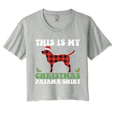 Red Plaid This Is My Labrador Retriever Dog Christmas Pajama Gift Women's Crop Top Tee