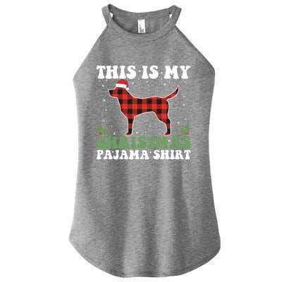 Red Plaid This Is My Labrador Retriever Dog Christmas Pajama Gift Women's Perfect Tri Rocker Tank