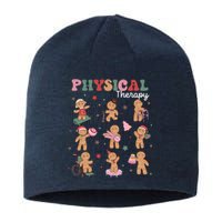 Retro Physical Therapy Gingerbread Christmas Pt Funny Xmas Sustainable Beanie