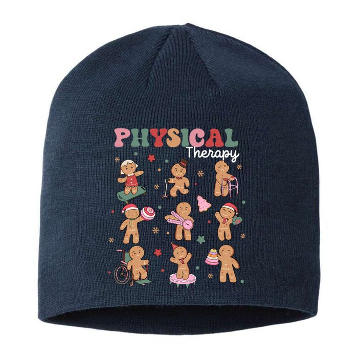 Retro Physical Therapy Gingerbread Christmas Pt Funny Xmas Sustainable Beanie