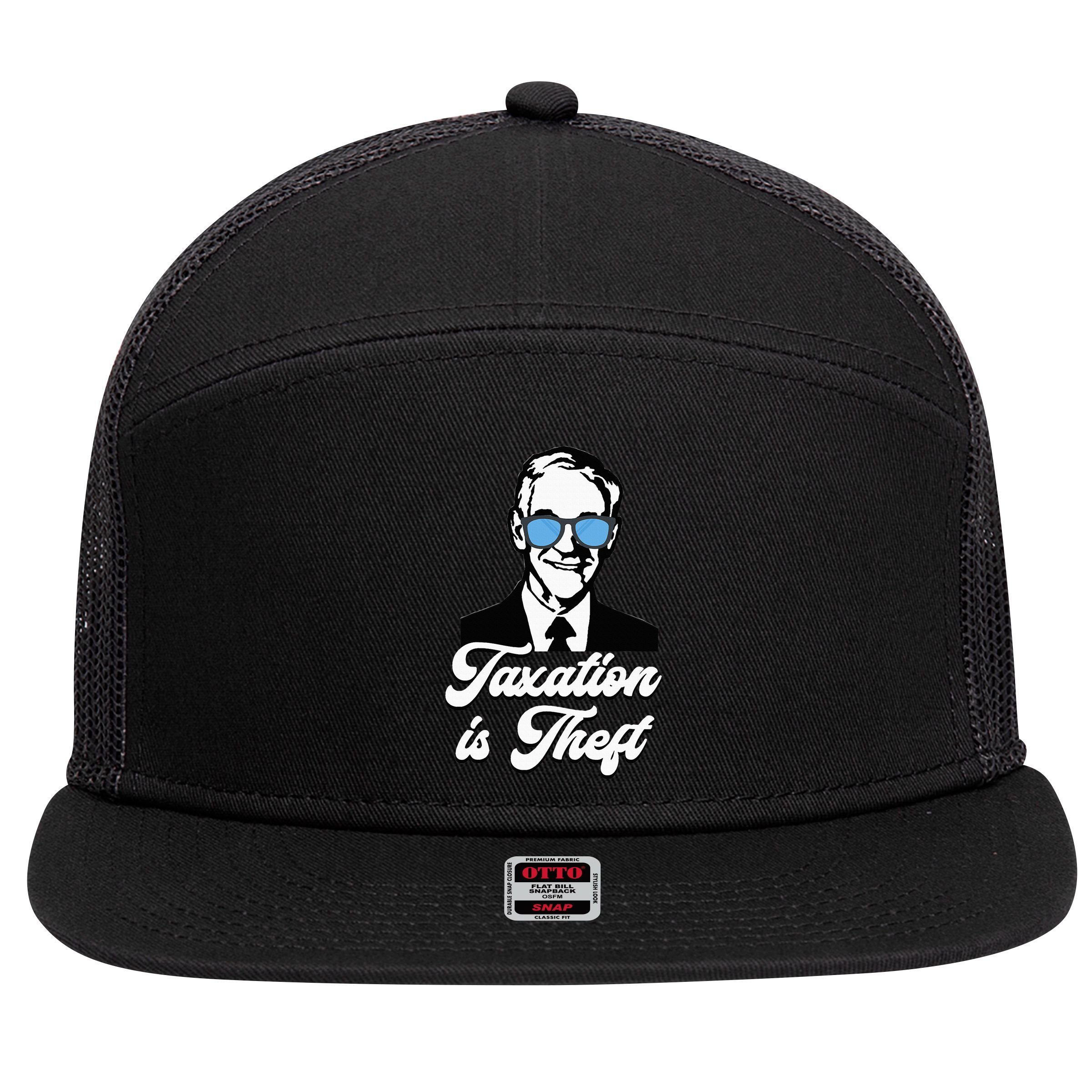 Ron Paul Taxation Is Theft Libertarian Ancap Freedom Liberty 7 Panel Mesh Trucker Snapback Hat
