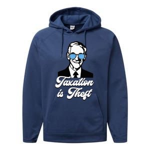 Ron Paul Taxation Is Theft Libertarian Ancap Freedom Liberty Performance Fleece Hoodie