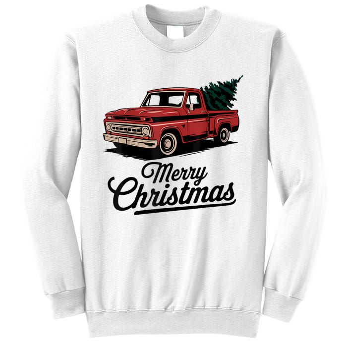 Red Pickup Truck Christmas Tree Vintage Christmas Sweatshirt