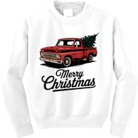 Red Pickup Truck Christmas Tree Vintage Christmas Kids Sweatshirt