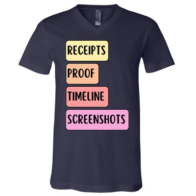 Receipts Proof Timeline Screenshots V-Neck T-Shirt