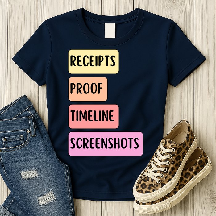 Receipts Proof Timeline Screenshots Womens T-Shirt