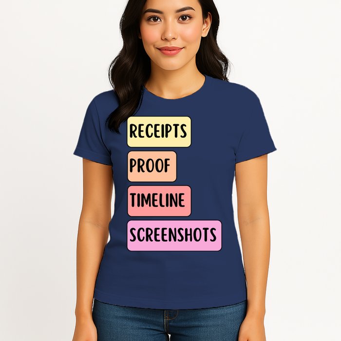 Receipts Proof Timeline Screenshots Womens T-Shirt