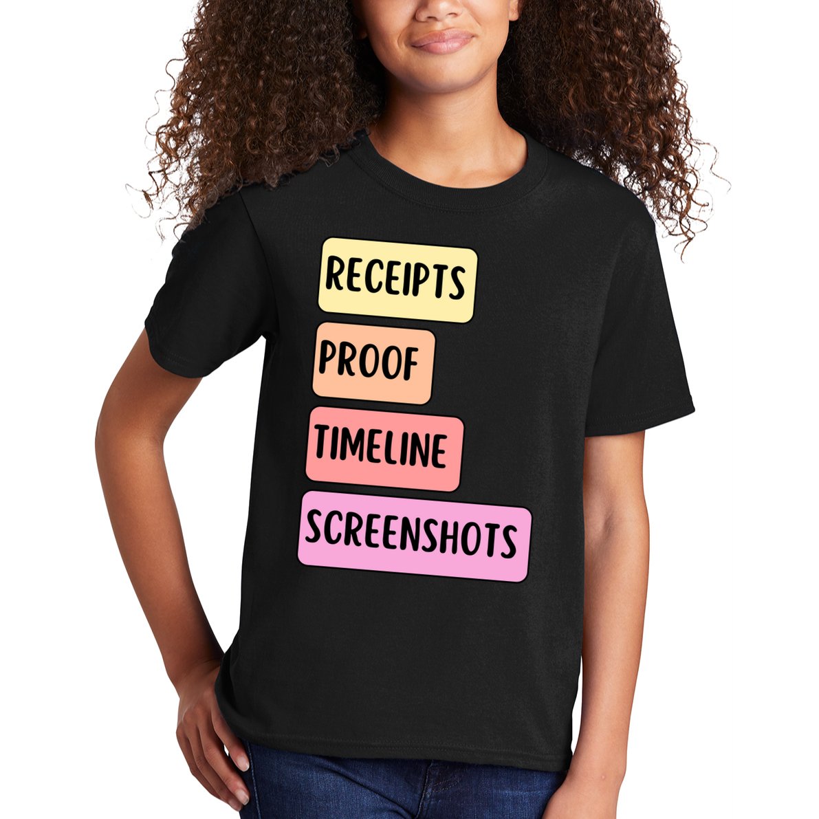 Receipts Proof Timeline Screenshots Kids T-Shirt