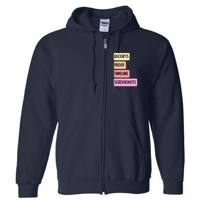 Receipts Proof Timeline Screenshots Full Zip Hoodie