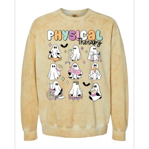 Retro Physical Therapy Halloween Ghosts Spooky PT Colorblast Crewneck Sweatshirt