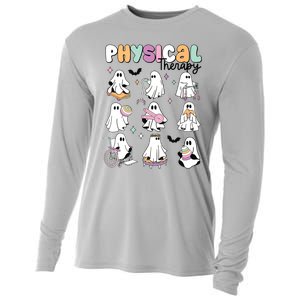 Retro Physical Therapy Halloween Ghosts Spooky PT Cooling Performance Long Sleeve Crew