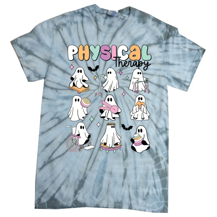 Retro Physical Therapy Halloween Ghosts Spooky PT Tie-Dye T-Shirt