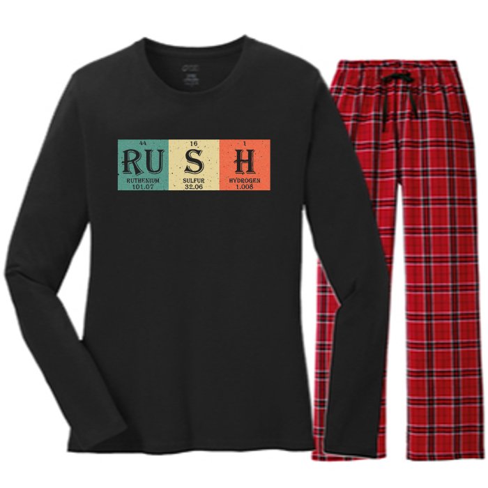 Rush Periodic Table Elements Rush Chemistry Studentfan Gift Women's Long Sleeve Flannel Pajama Set 