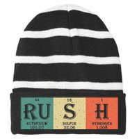 Rush Periodic Table Elements Rush Chemistry Studentfan Gift Striped Beanie with Solid Band