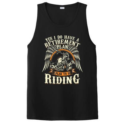 Retirement Plan To Go Riding Gift Motorcycle Riders Biker PosiCharge Competitor Tank