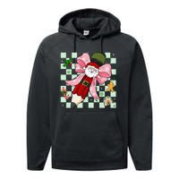 Retro Pencil Teacher Christmas Santa Coquette Bow Cookies Performance Fleece Hoodie