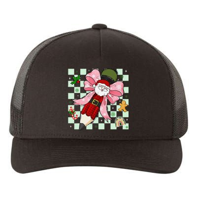 Retro Pencil Teacher Christmas Santa Coquette Bow Cookies Yupoong Adult 5-Panel Trucker Hat