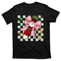 Retro Pencil Teacher Christmas Santa Coquette Bow Cookies T-Shirt