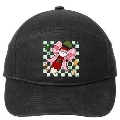 Retro Pencil Teacher Christmas Santa Coquette Bow Cookies 7-Panel Snapback Hat