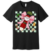 Retro Pencil Teacher Christmas Santa Coquette Bow Cookies Premium T-Shirt