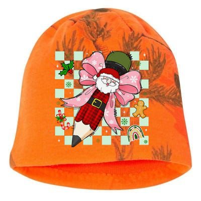 Retro Pencil Teacher Christmas Santa Coquette Bow Cookies Kati - Camo Knit Beanie