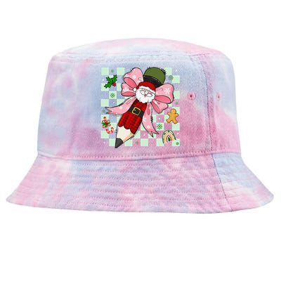 Retro Pencil Teacher Christmas Santa Coquette Bow Cookies Tie-Dyed Bucket Hat