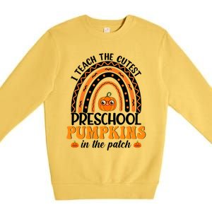 Rainbow Preschool Teacher I Teach The Cutest Pumpkins Gift Premium Crewneck Sweatshirt