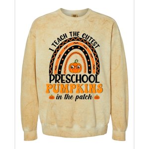 Rainbow Preschool Teacher I Teach The Cutest Pumpkins Gift Colorblast Crewneck Sweatshirt