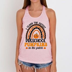 Rainbow Preschool Teacher I Teach The Cutest Pumpkins Gift Women's Knotted Racerback Tank