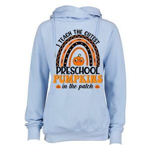 Rainbow Preschool Teacher I Teach The Cutest Pumpkins Gift Womens Funnel Neck Pullover Hood