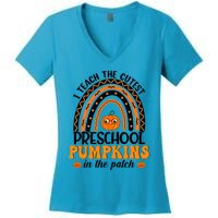 Rainbow Preschool Teacher I Teach The Cutest Pumpkins Gift Women's V-Neck T-Shirt