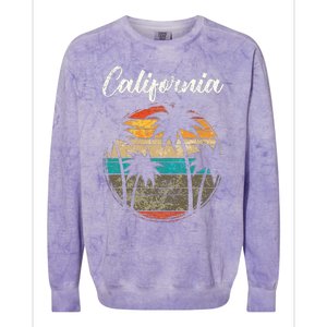 Retro Palm Trees California Colorblast Crewneck Sweatshirt