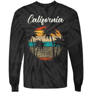 Retro Palm Trees California Tie-Dye Long Sleeve Shirt