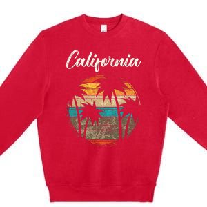 Retro Palm Trees California Premium Crewneck Sweatshirt