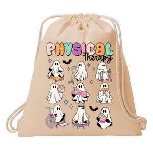 Retro Physical Therapy Halloween Ghosts Spooky PT Drawstring Bag