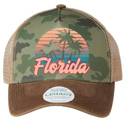 Retro Palm Trees Tropical Summer Vibes Florida Legacy Tie Dye Trucker Hat